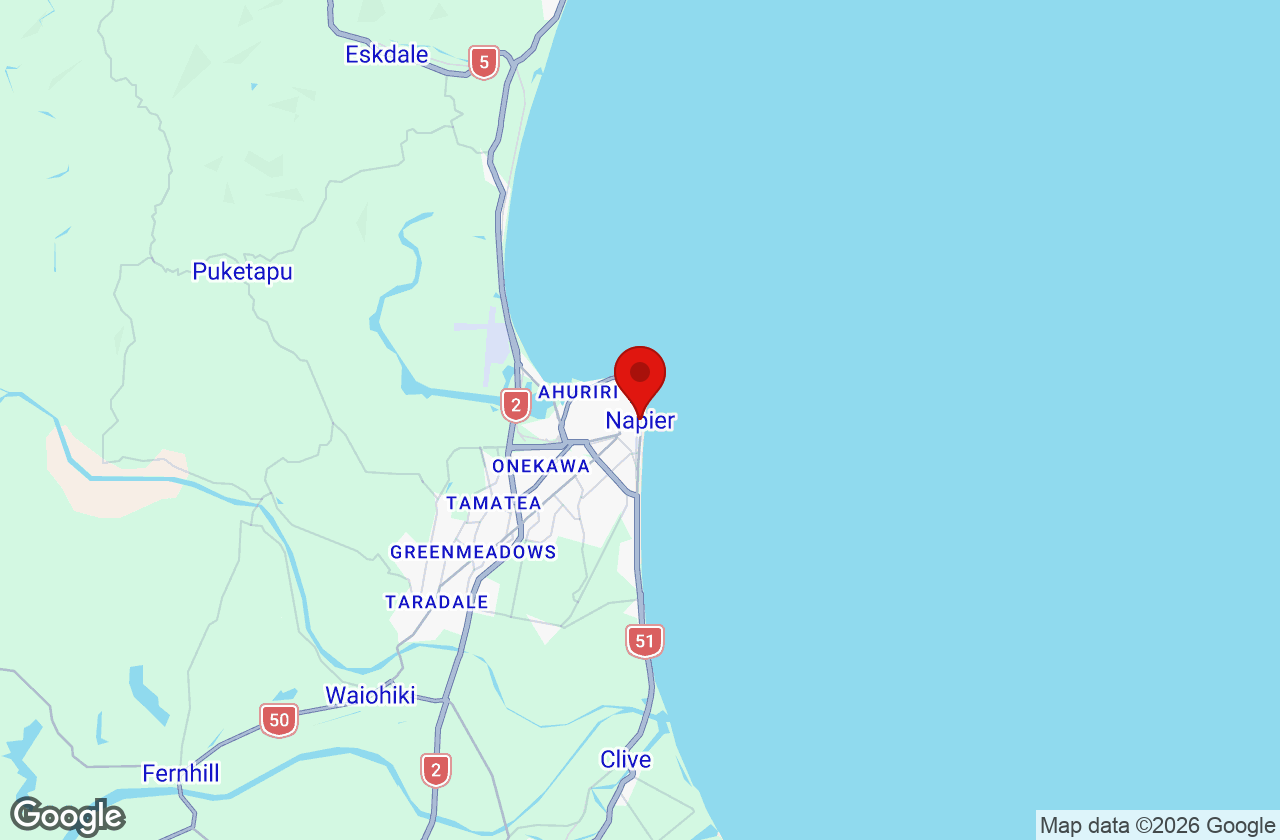 Map of the Napier area served by Affordable Movers
