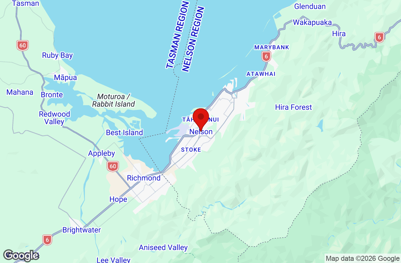 Map of the Nelson area served by Affordable Movers