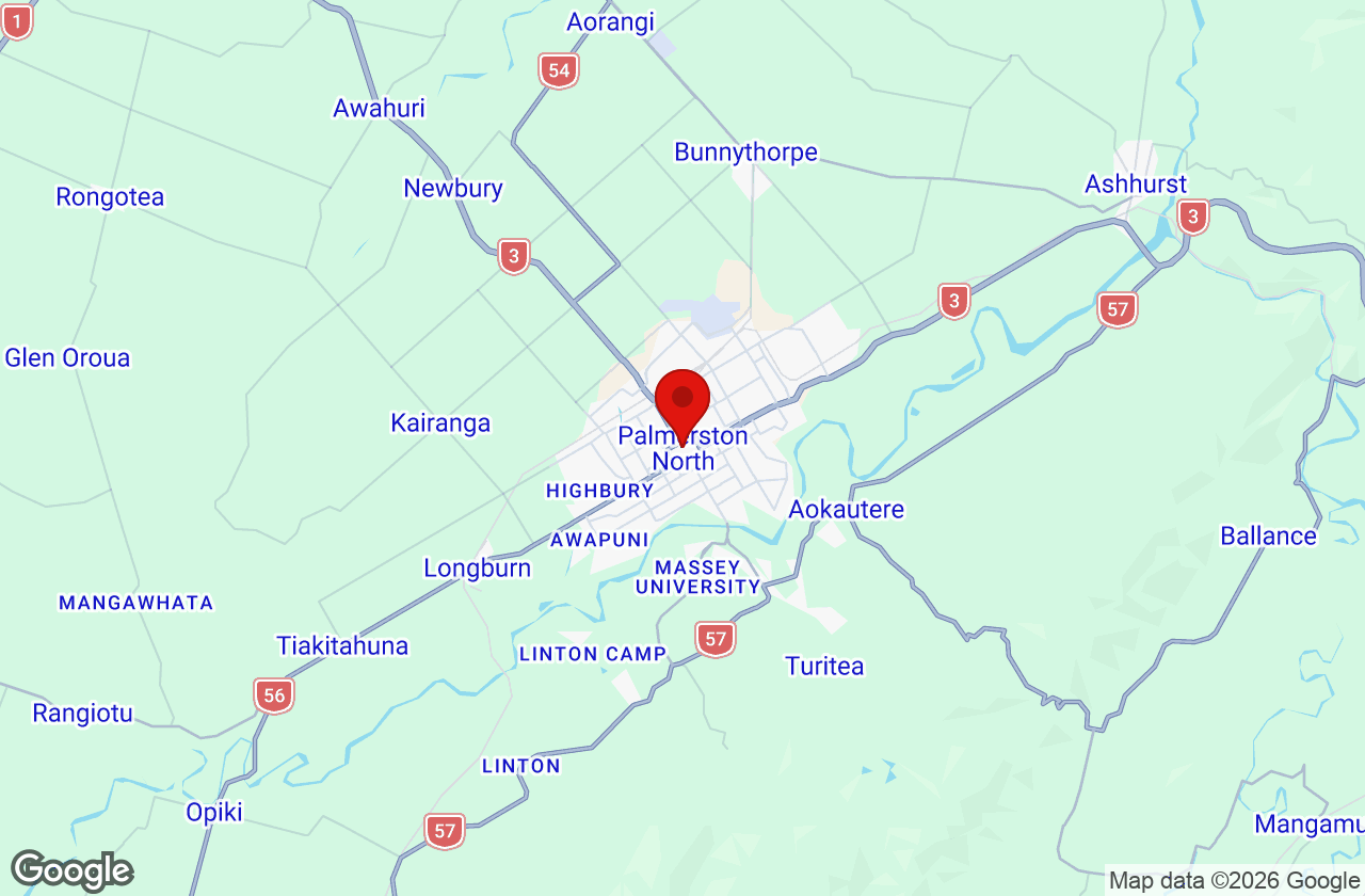 Map of the Palmerston North area served by Affordable Movers