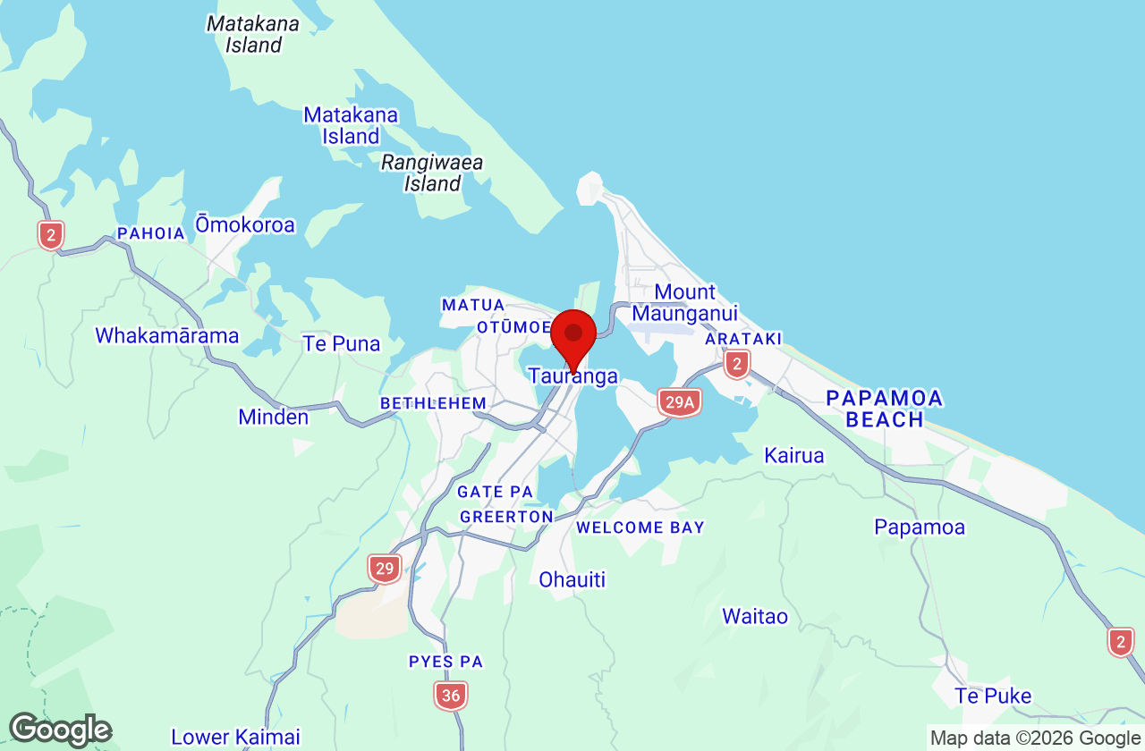 Map of the Tauranga area served by Affordable Movers